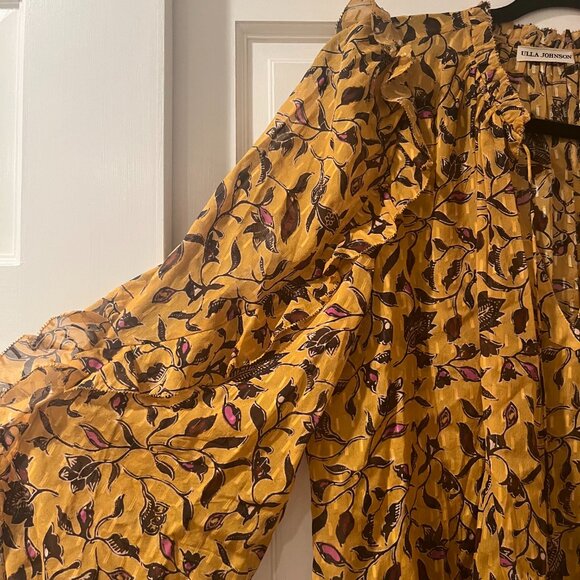 Ulla Johnson - Semi-sheer floral long sleeve blouse, Sz 4 (but fits many sizes) - Picture 5 of 6